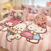 Sanrio Cartoon Winter Milk Velvet Bed Four-Piece Set Warm Fleece-Lined Bed Bed Sheets Quilt Cover Kidsren's Dormitory Three-Piece Set