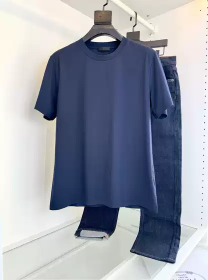 Nanyou Factory High Version 25P T-shirt Correct Version Triangle Embellishment Men's Pujia High-end Crewneck Short Sleeve
