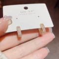 12 gold-zircon small ear buckle (real gold plating)