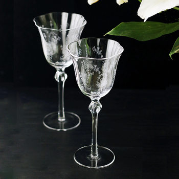 Medieval glass wine glass etching cute flower vintage crystal goblet girl fresh Valentine's Day gift