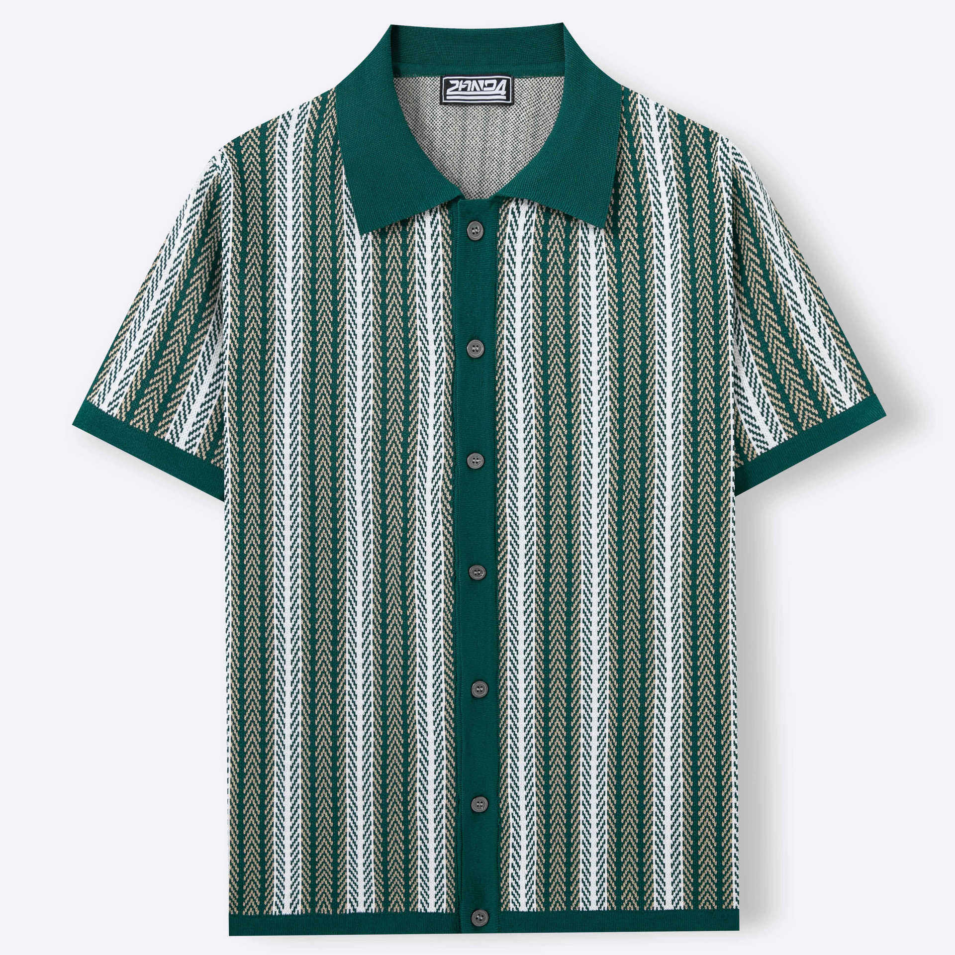 欧美外贸男士高端短袖针织衫夏季新款条纹提花商务Polo衫潮SY0116