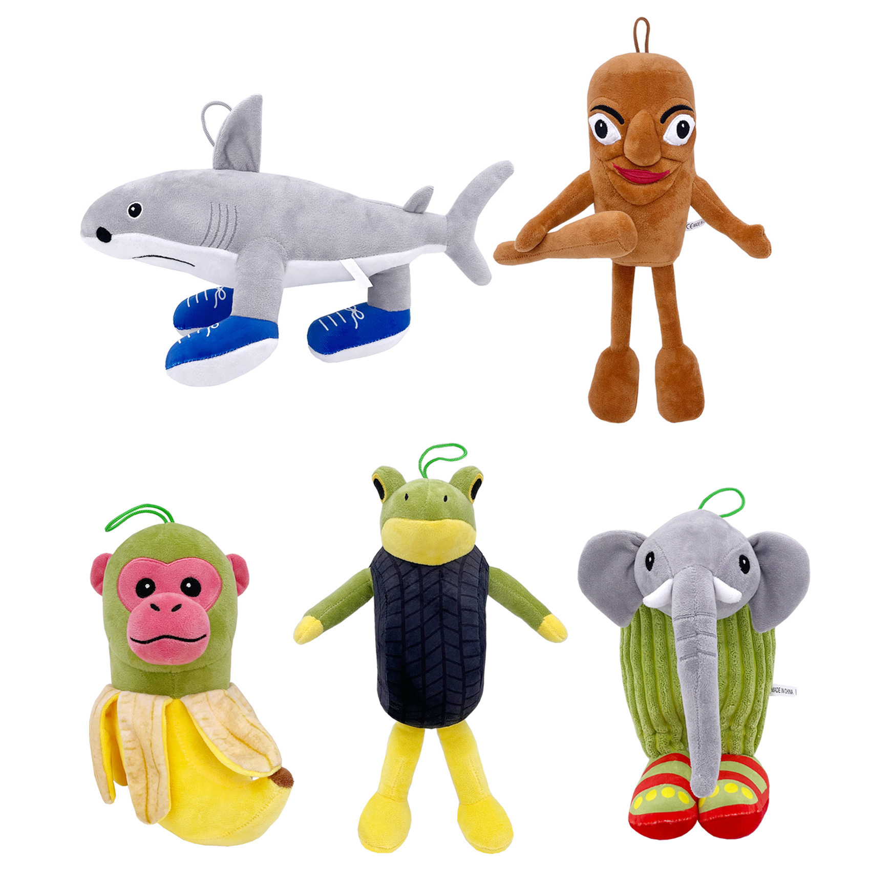 跨境工厂 鲨鱼美国山海经毛绒玩具外国山海经玩具木棍人公仔现货