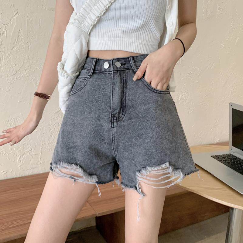 High Waisted Distressed Denim Shorts for Women Loose Fit A Line Style Trendy Summer Wear Wholesale Available