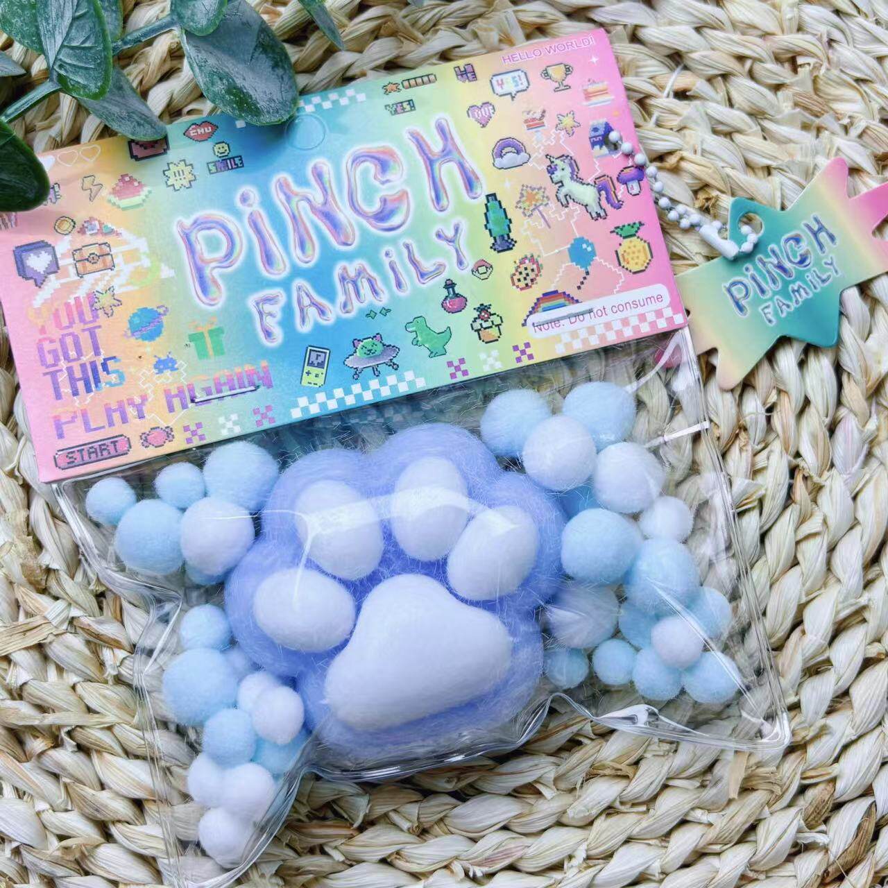 ぬいぐるみ猫の足 ブルー