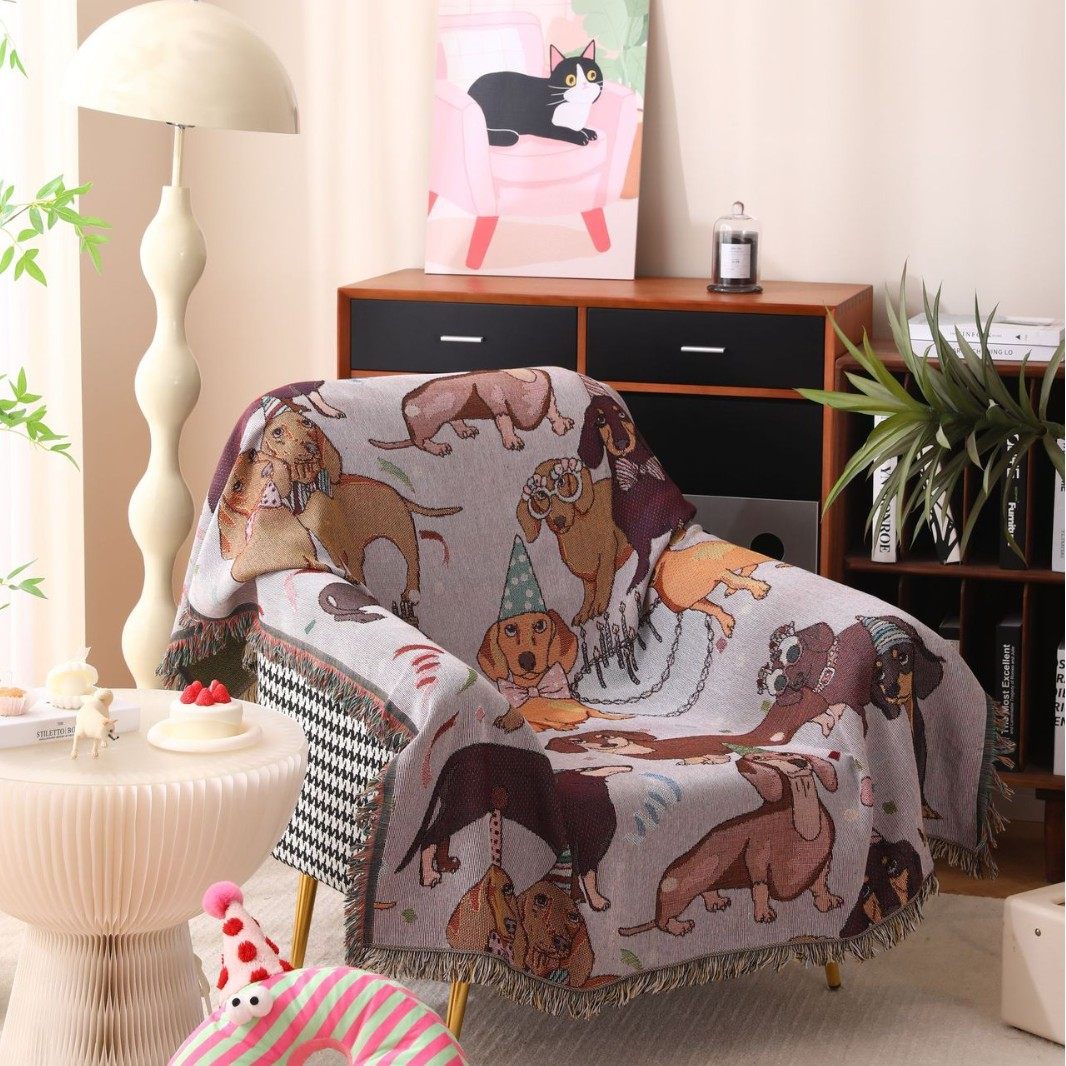 New jacquard thread blanket sofa towel cartoon thickened non-slip tassel thread blanket office nap blanket wholesale