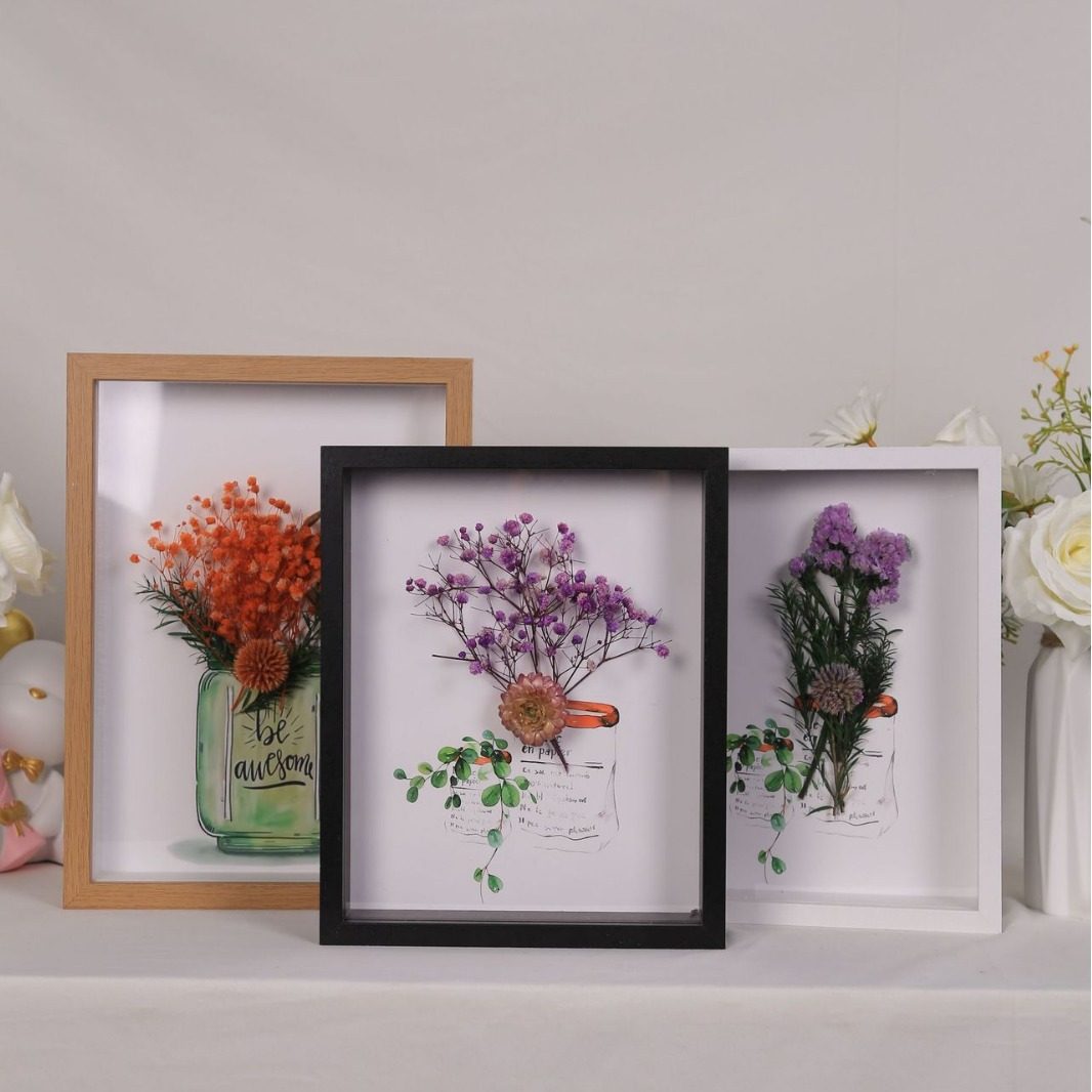 6inch Dried Flower Stereo Photo Frame Hollow Dried Flower Storage Table DIY Plant Framed Specimen Immortal Flower Decorative Picture Frame