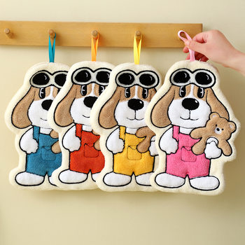 New Big Ears Dog Wipe Hand Towel Hanging Cute Cartoon Thickened Children's Hand Wipe Kitchen Water Wipe Hand Wipe