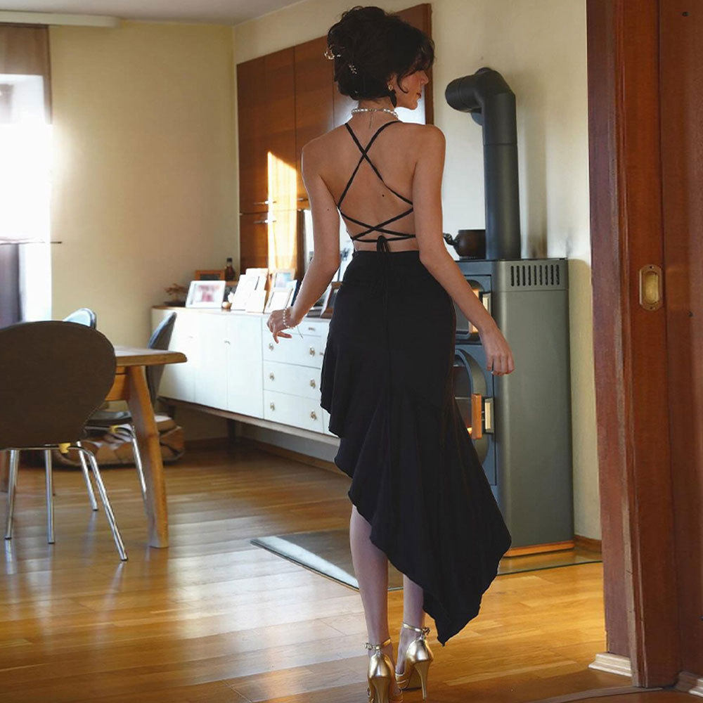 Summer Black Dress Elegant Sleeveless Design Chic Style High Quality Fabric Perfect for Parties and Special Occasions