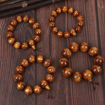 Gold Sea Willow Bracelet Pagoda Single Circle Buddha Beads Chinese Style Jewelry Street Stall Second Generation Sea Willow Rosary Manufacturer Wholesale