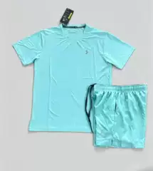 Cross-Border Ice Silk Quick-Drying Short-Sleeved Shorts Set for Men, Summer Breathable Sports Two-Piece Set for Fitness, Running and Training