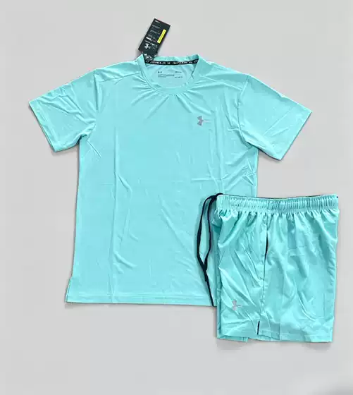 Cross-Border Ice Silk Quick-Drying Short-Sleeved Shorts Set for Men, Summer Breathable Sports Two-Piece Set for Fitness, Running and Training