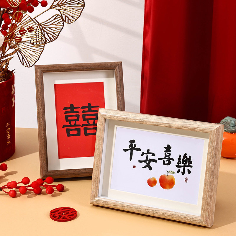 Wooden hollow three-dimensional photo frame table wholesale 5678 inch photo frame A4 wall hanging calligraphy and painting dried flower photo frame