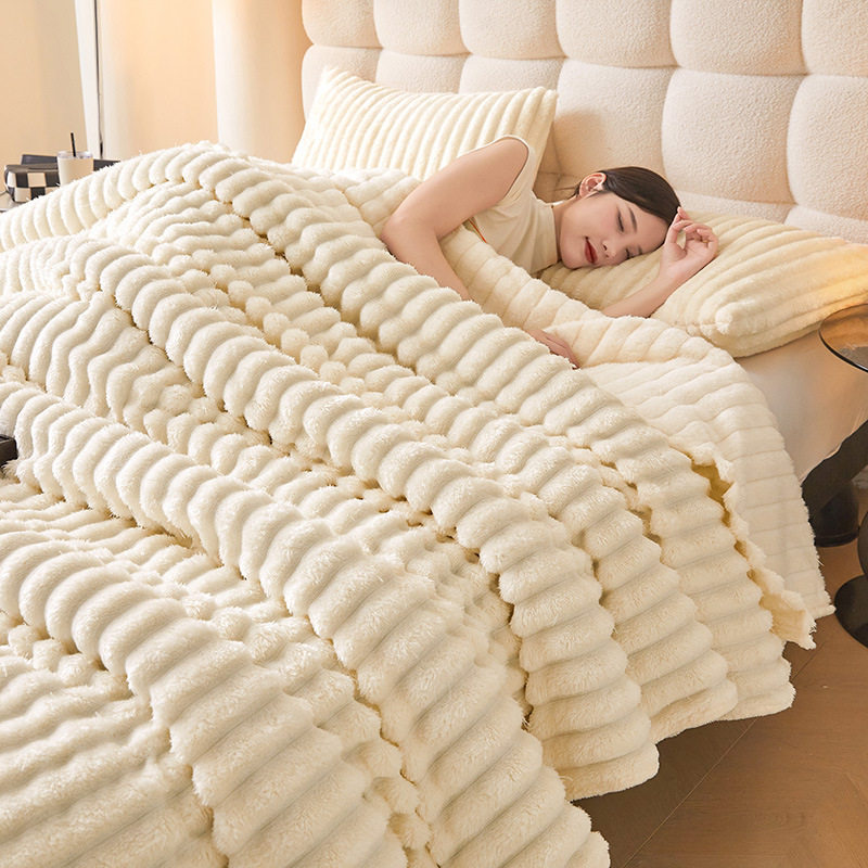 2025 New Rabbit Plush Blanket Nap Office Blanket Winter Thickened Coral Fleece Air-conditioning Quilt Sofa Blanket