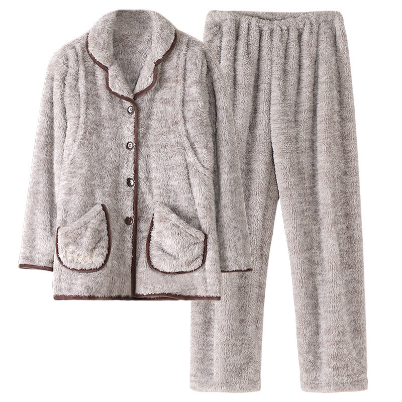 Confinement clothing autumn and winter November 12 postpartum coral fleece thickened warm pregnant women nursing pajamas nursing suit women