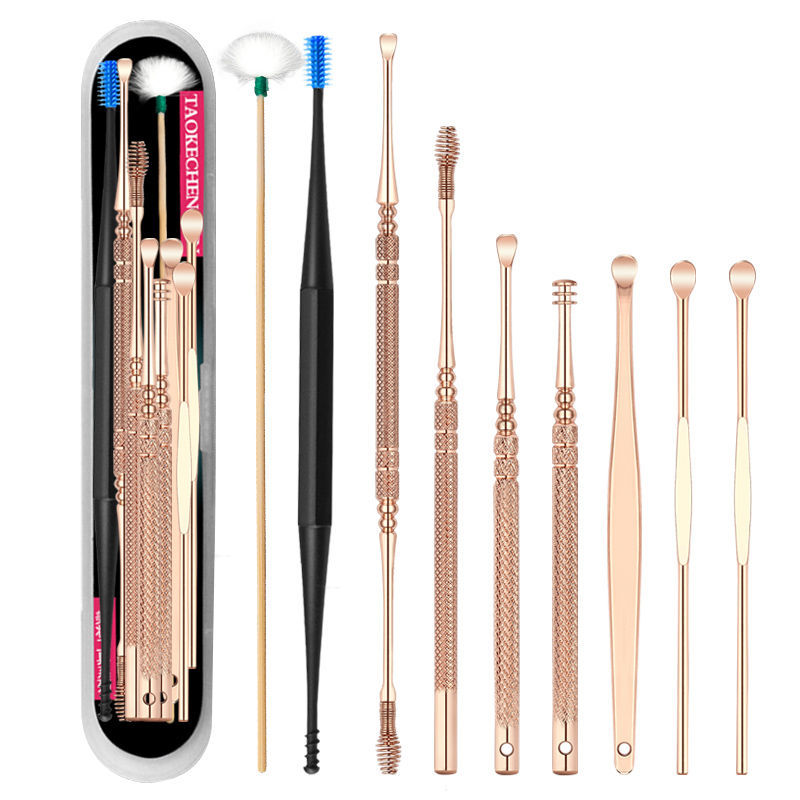 Double-Ended Stainless Steel Ear Scoop Ear Digging Artifact Ear Scoop Ear Cleaner Ear Picking Tool Tweezers Set