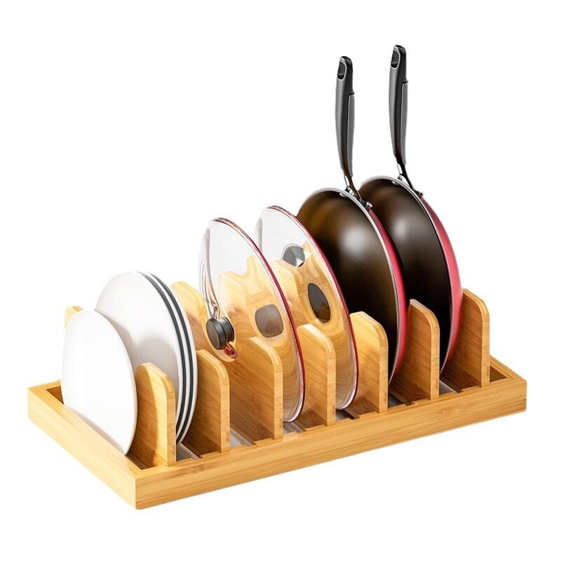 Cross-Border Kitchen Dish Rack Drain Rack Storage Rack Home Dish Rack Wooden Pot Lid Rack Frying Pan Rack
