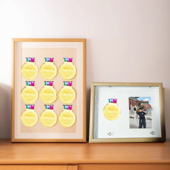 Qianhong Solid Wood Hollow Three-Dimensional Medal Photo Frame Storage Box Marathon Decoration Picture Frame keep Medal of Honor Set Table
