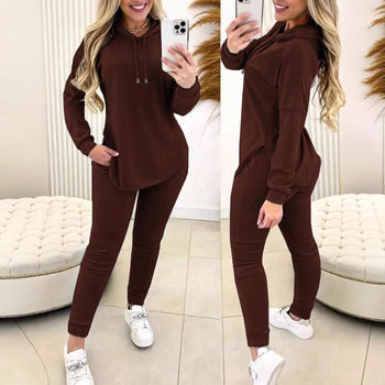 European and American Cross-Border Export Women's Clothing Amazon Hot Selling New Casual Sports Suit Hooded Sweatshirt and Pants Two-Piece Set