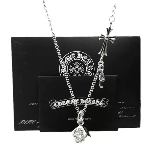 Trendy Croix Necklace with a Unique Cross Pendant for Men and Women, Featuring Multiple Elements and Dice, Vintage Thai Silver Necklace, Couple Gift
