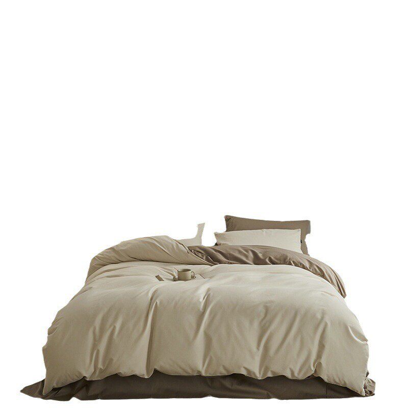 High-end 100s thick brushed cotton four-piece cotton bed sheet quilt cover fitted sheet three-piece set light luxury autumn and winter bedding