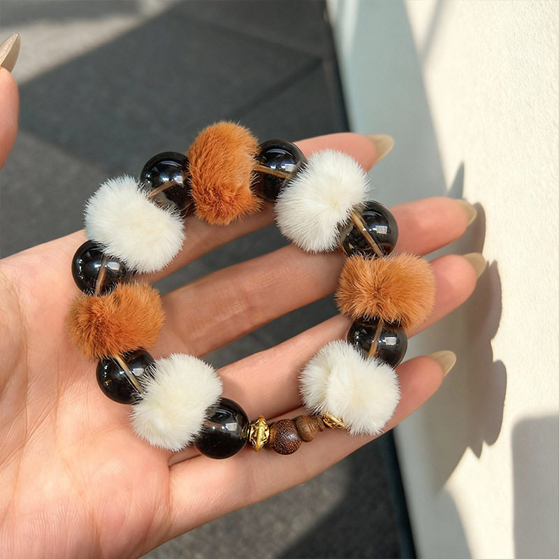 Autumn and Winter Plush Natural Citrine Amethyst Tiger Eye Crystal Bracelet High-End Melard New Year Bracelet Beads