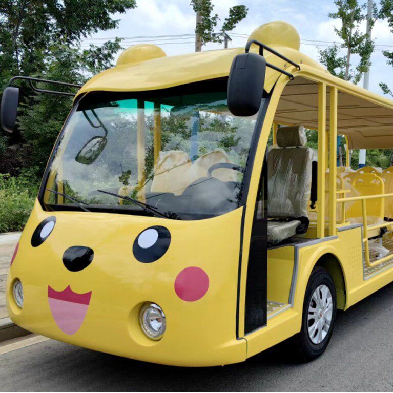 五菱电动观光车卡通造型皮卡丘款敞开景区酒店民宿车辆园区长续航
