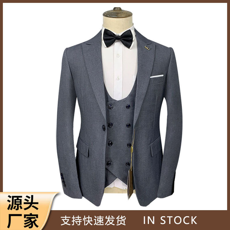 casual men's suit business formal suit three-piece solid color suit men's wedding men's suits