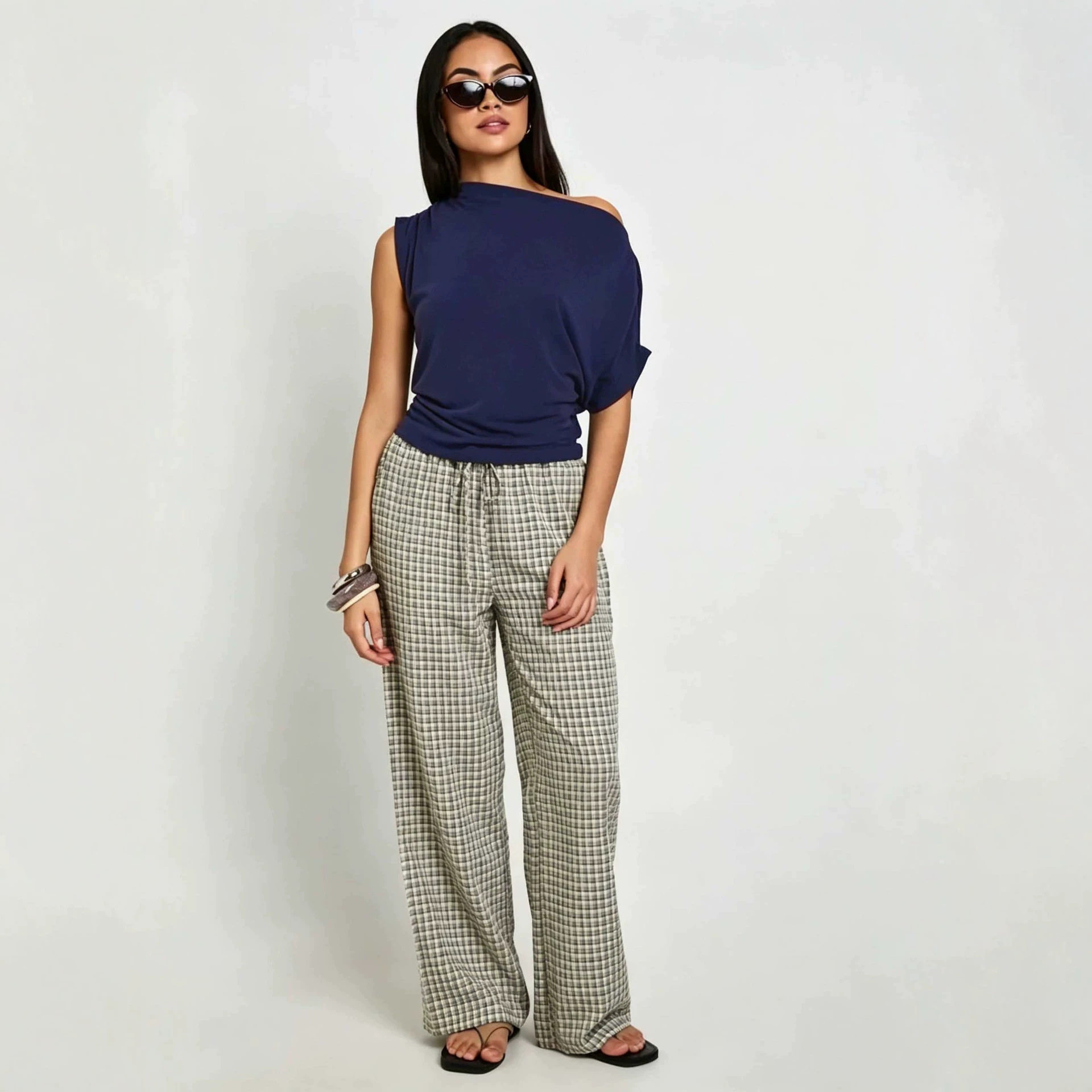 Sleeveless Asymmetrical Top Wrinkle Design Waist Defining Slim Fit Casual Summer Wear for Work Wholesale Available
