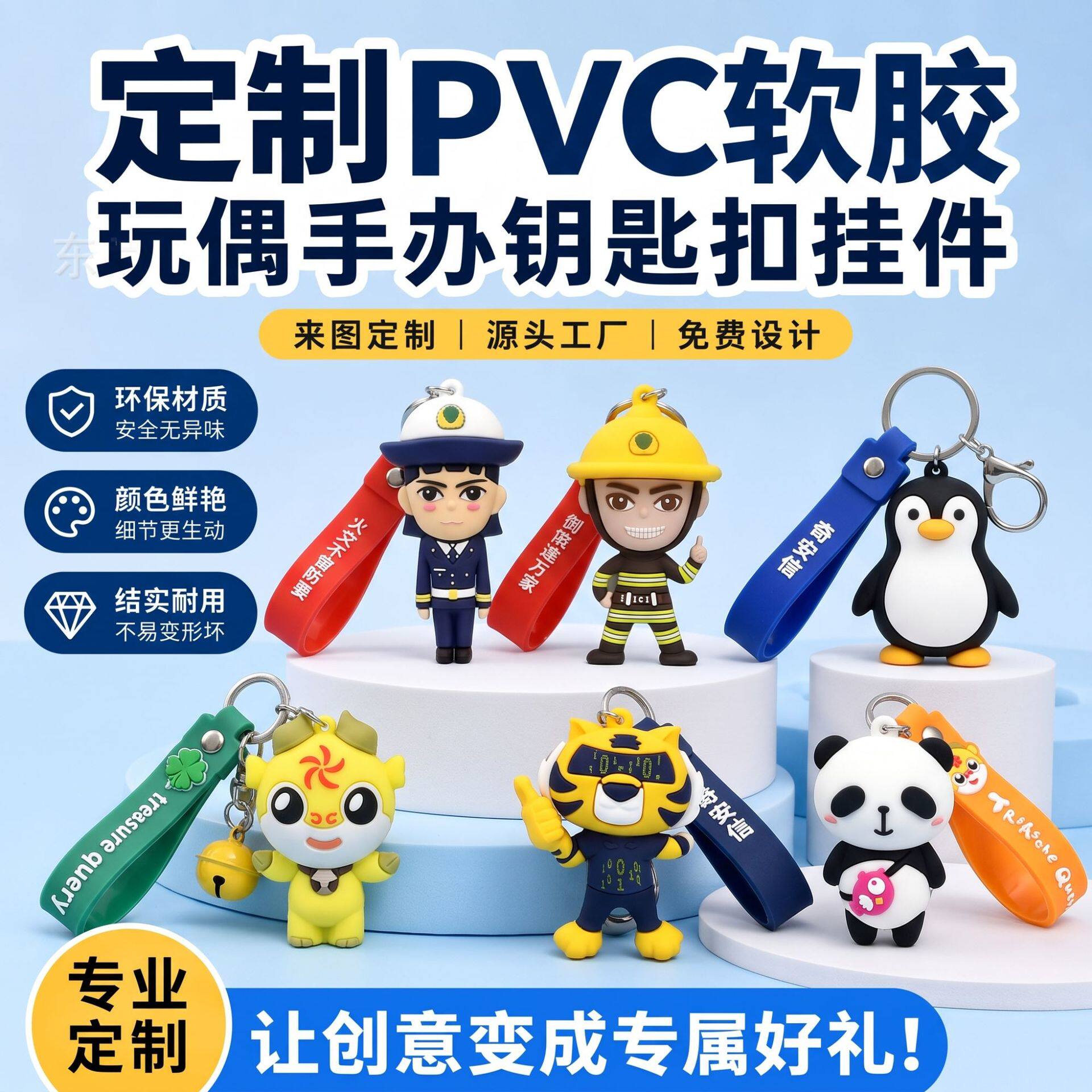 พวงกุญแจยางนิ่ม PVC แบบสั่งทำ จี้ยางนิ่มการ์ตูนสองด้าน ของขวัญเล็กๆ เพื่อการประชาสัมพันธ์ พวงกุญแจยางนิ่มขายส่ง