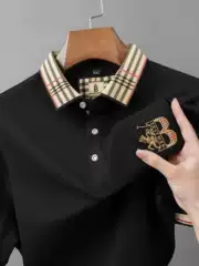 Ali Tiger Men's Summer New Paul Brand Loose Embroidered Short-sleeved T-shirt Men's T Business Lapel Men's Polo Shirt