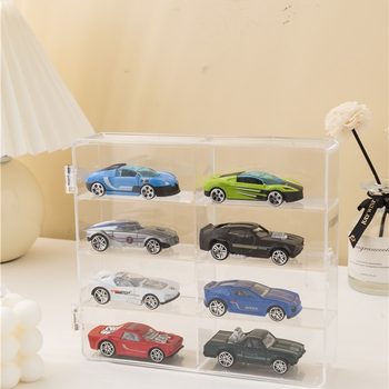 8-grid car toy storage box acrylic transparent display stand multi-grid dustproof storage box anti-ash card storage