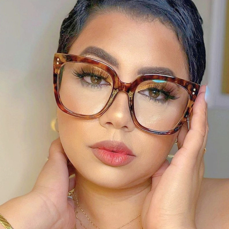 Kedun Square Hollow-Out Plain Glasses Anti-Blue Light 2023 New Eyeglass Frames European and American Style Metal Eyeglass Frames Ins