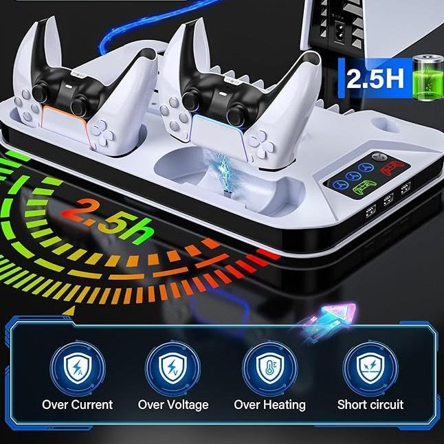 Ps5Pro/Ps5 Slim Multifunctional Charging Base Compatible with Optical Drive Version Digital Version Ps5 Controller Charging Stand