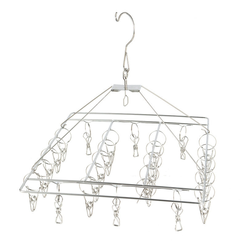 Stainless steel socks clip thick windproof square multi-head drying rack home storage hanging baby clothes hanger