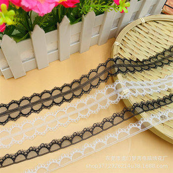 Black White Hollow Lace Non-elastic Nylon Silk Lace Lolita Wedding Dress Decorative Lace Auxiliary