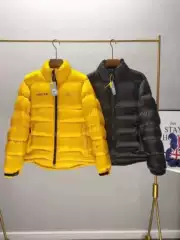 2025 Winter Embroidered Flat Nylon Cotton Coat Thickened Puffer Jacket Trendy Stand Collar Cotton Jacket Men's Loose Cotton Jacket Hook Jacket