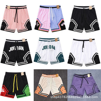 New American Basketball Aj Trapeze Shorts No More Than Knee-Length Quarter Pants Mesh Fitness Running Sports Pants Quick-Drying and Breathable