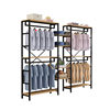 Clothing Store Display Rack Men's and Women's Clothing Store Shelf Display Cabinet Steel Wood Double Coat Rack Clothes Rack Storage Rack