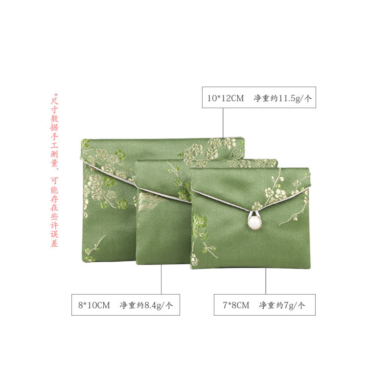 Portable Snap Bag Brocade Antique Jewelry Earrings Cosmetics Bag Hand Embroidered Ring Necklace Girl Jewelry Bag