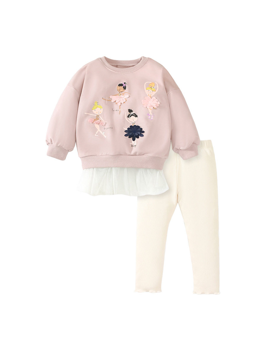 Ensemble sweat à capuche fille doublé polaire automne hiver, tenue pantalon enfant manche longue