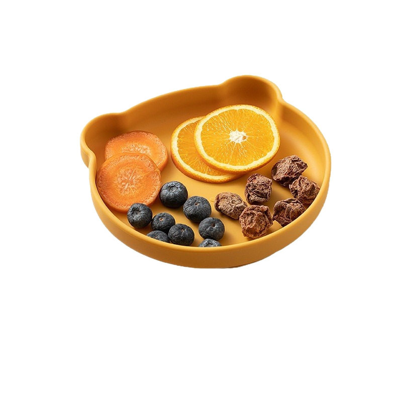 ins baby plate children's silicone food supplement bowl cartoon bear plate drop-resistant suction cup tableware super suction
