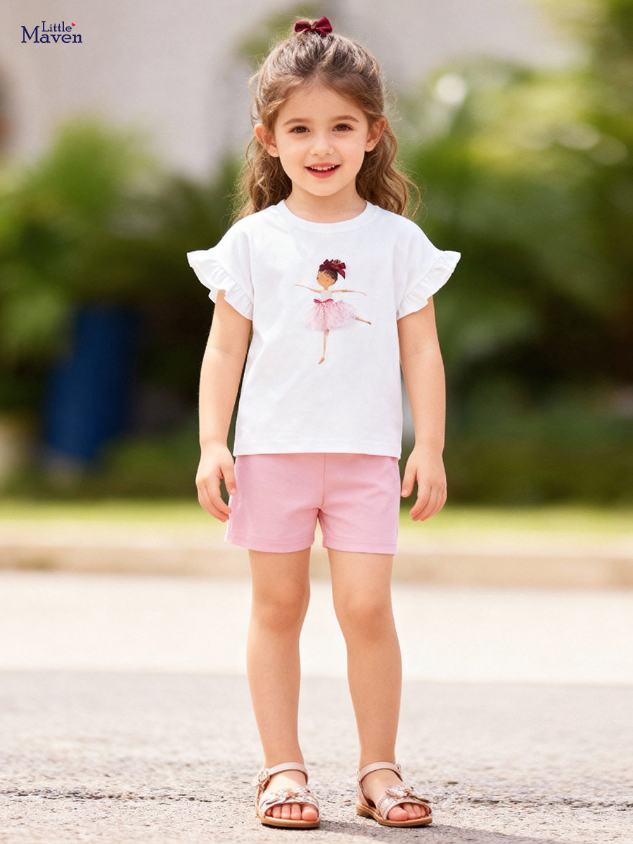 Set Anak Perempuan Baru Musim Panas, Set Anak Kartun Lucu, Grosir Set Santai Anak Perempuan