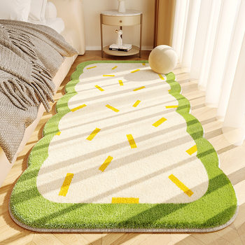 Cream-Style Floor Carpet for Girls, Imitation Cashmere Carpet for Bedroom, Cooling and Warm, Bedside, Home Use, Stain-Resistant, Soft and Easy to Care for