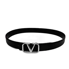 European and American large V leather belt men's frosted pattern Hualun jeans belt women's pants belt 3.8CM