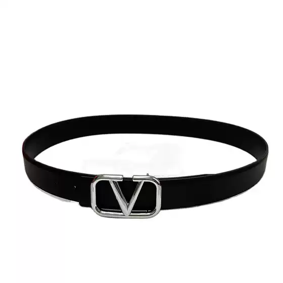 European and American large V leather belt men's frosted pattern Hualun jeans belt women's pants belt 3.8CM