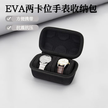 Watch Storage Packaging Box with 2 Slots, Smart Sponge Lining, Shock-Absorbing Eva, Lightweight and Portable Hard Shell Box for Digital Devices