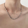 Niche design titanium steel melon seed chain necklace men's all-match light luxury Ins hip hop street style bamboo leaf clavicle chain