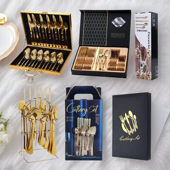 Stainless Steel 24-Piece Western Tableware Set 1010 Knife, Fork and Spoon Gift Box Steak Knife Wholesale Cross-Border Amazon