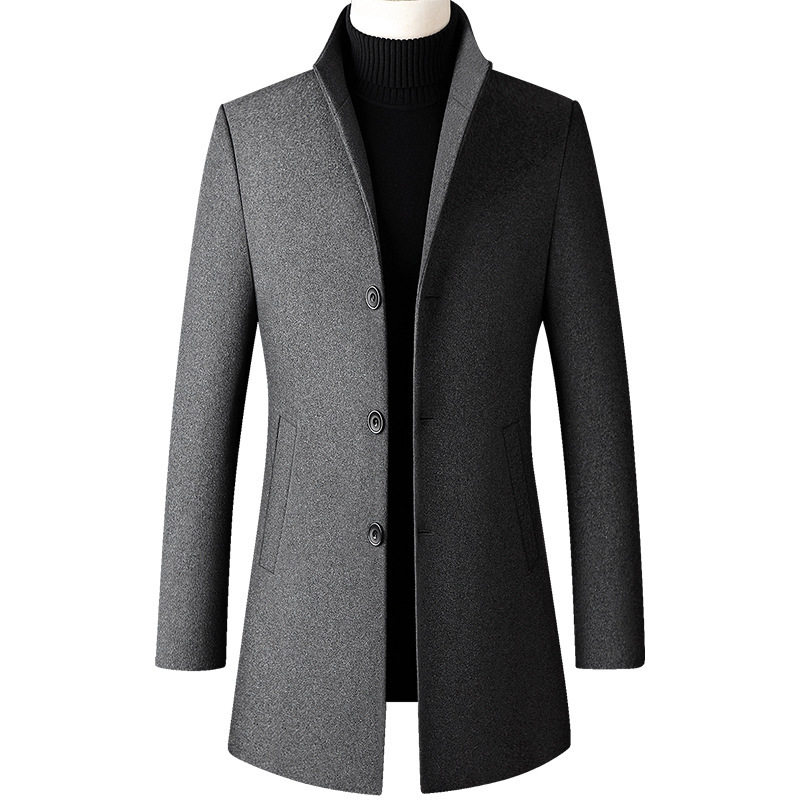 Mens Wool Blend Overcoat Mid Length Business Casual Wear Available in Multiple Colors and Sizes