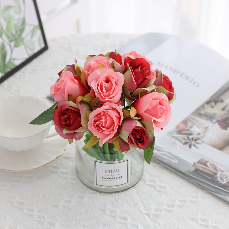 12 small fresh small roses holding flowers bridal wedding photography props decorative flowers simulation decorative fake flowers